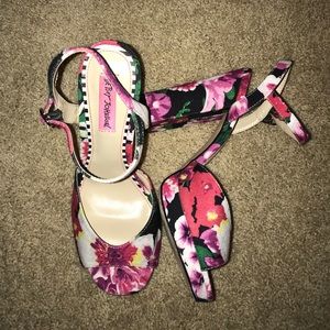 Chunky Floral Heels, open toe
